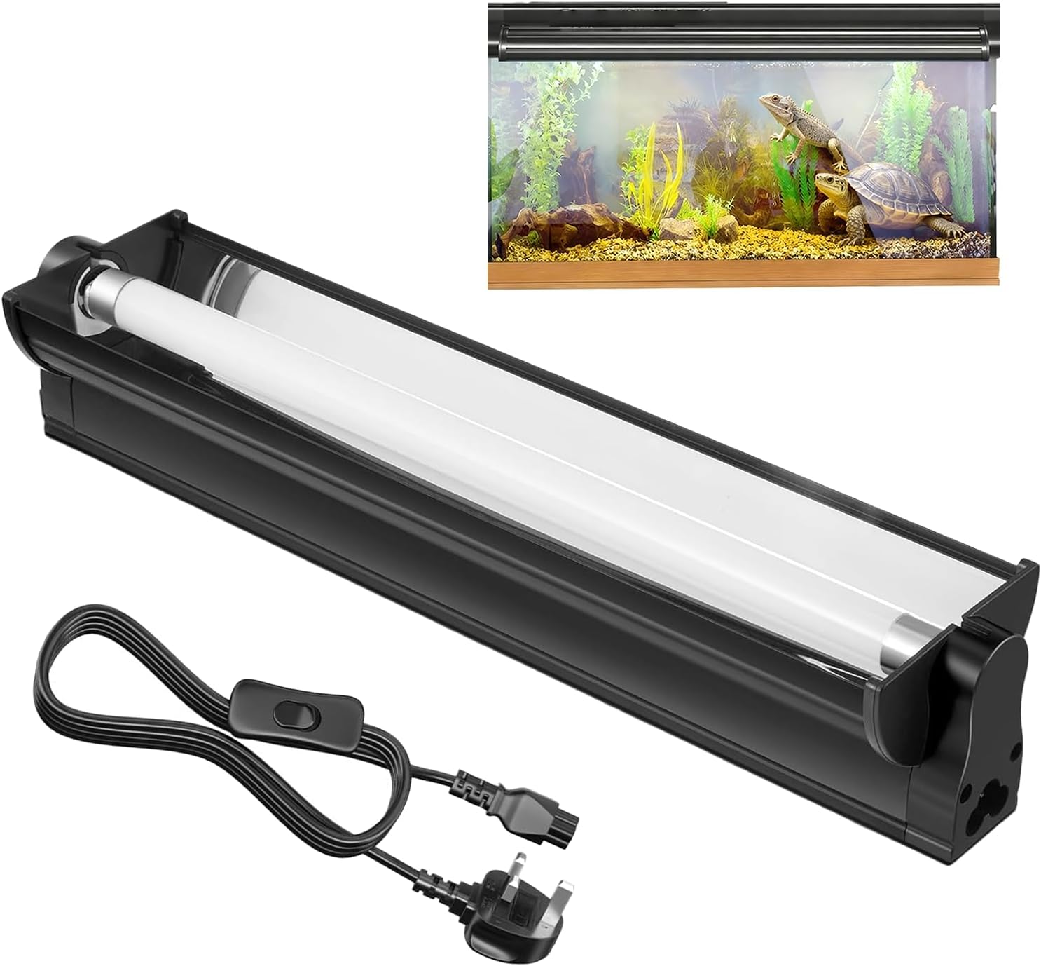 8W T5 UVB Reptile Lighting Kit, Suitable for Tropical Desert Reptiles, 32cm UVB Reptile Light Fixture with Fluorescent Tube, Ideal for Bearded Dragons, Lizards, Turtles, and Geckos