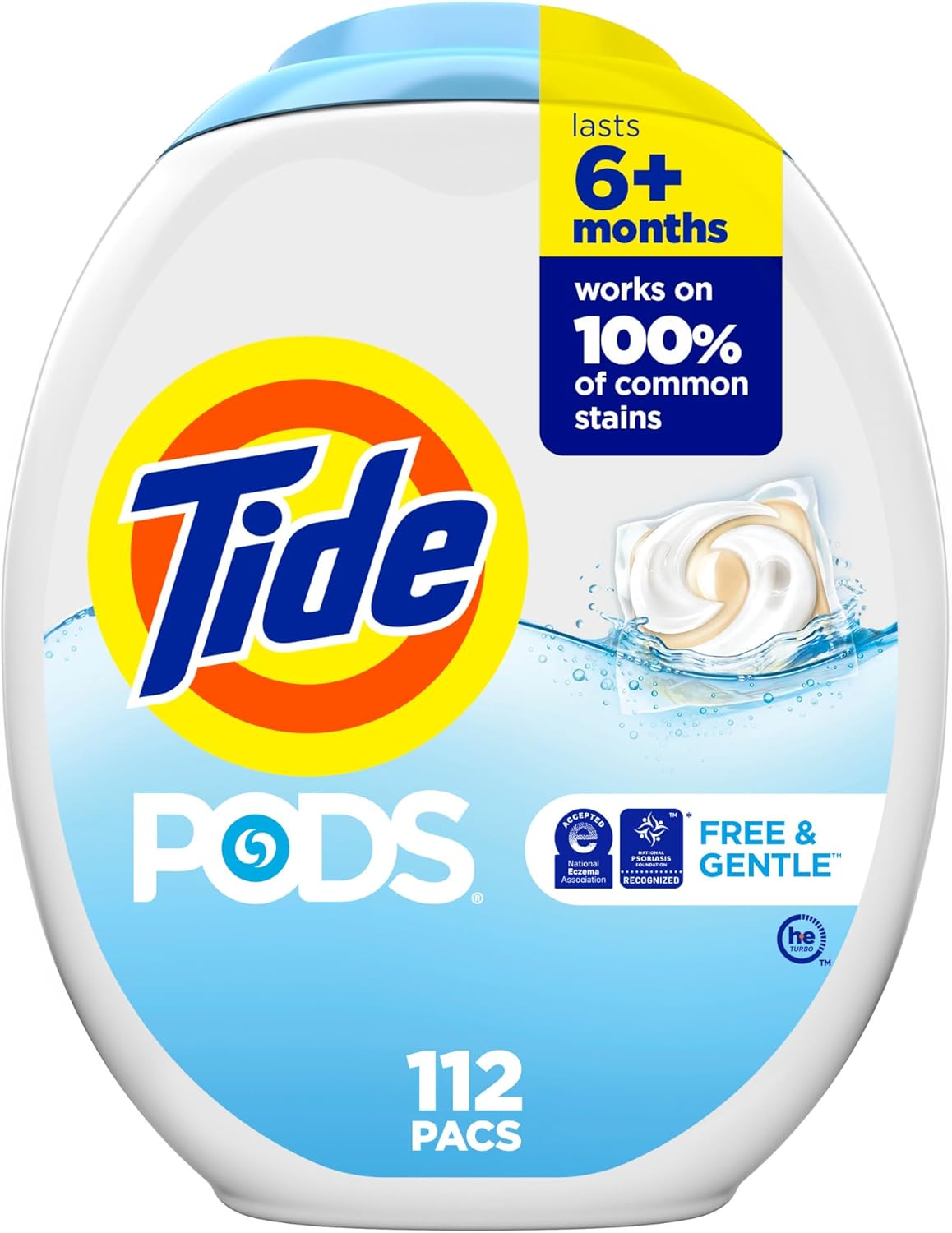 Tide PODS Free & Gentle Laundry Detergent Soap Pacs, 112 Count, Tide PODS Laundry Detergent