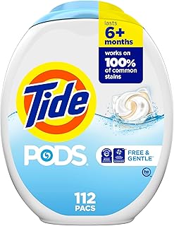 Tide PODS Free & Gentle Laundry Detergent Soap Pacs, 112 Count, Tide PODS Laundry Detergent
