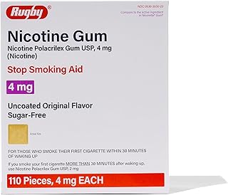 Rugby Polacrilex 4mg Nicotine Gum - Smoking and Vaping Quitting Aid - Sugar-Free - 110 Count - Original