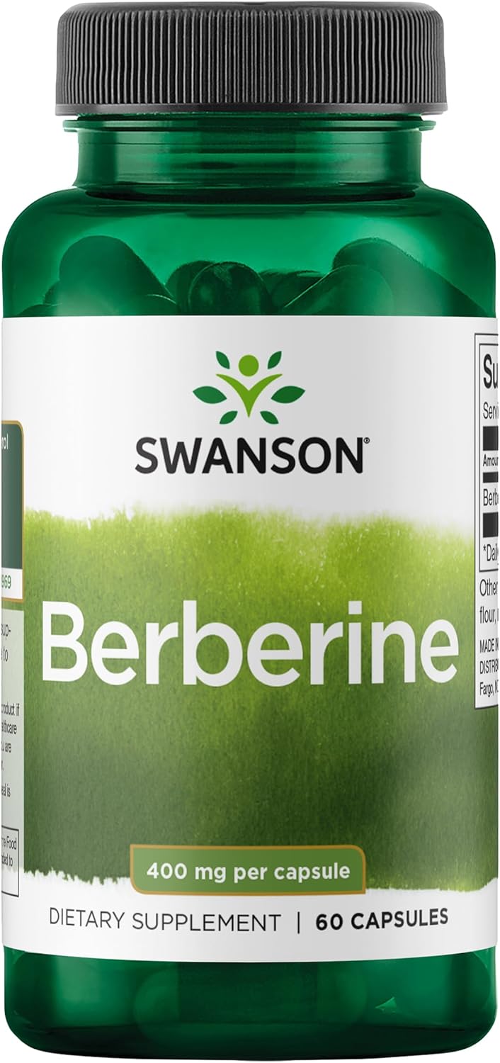 Swanson Berberine - Standardized 97% Berberine HCl- 400mg Each - 60 Capsules