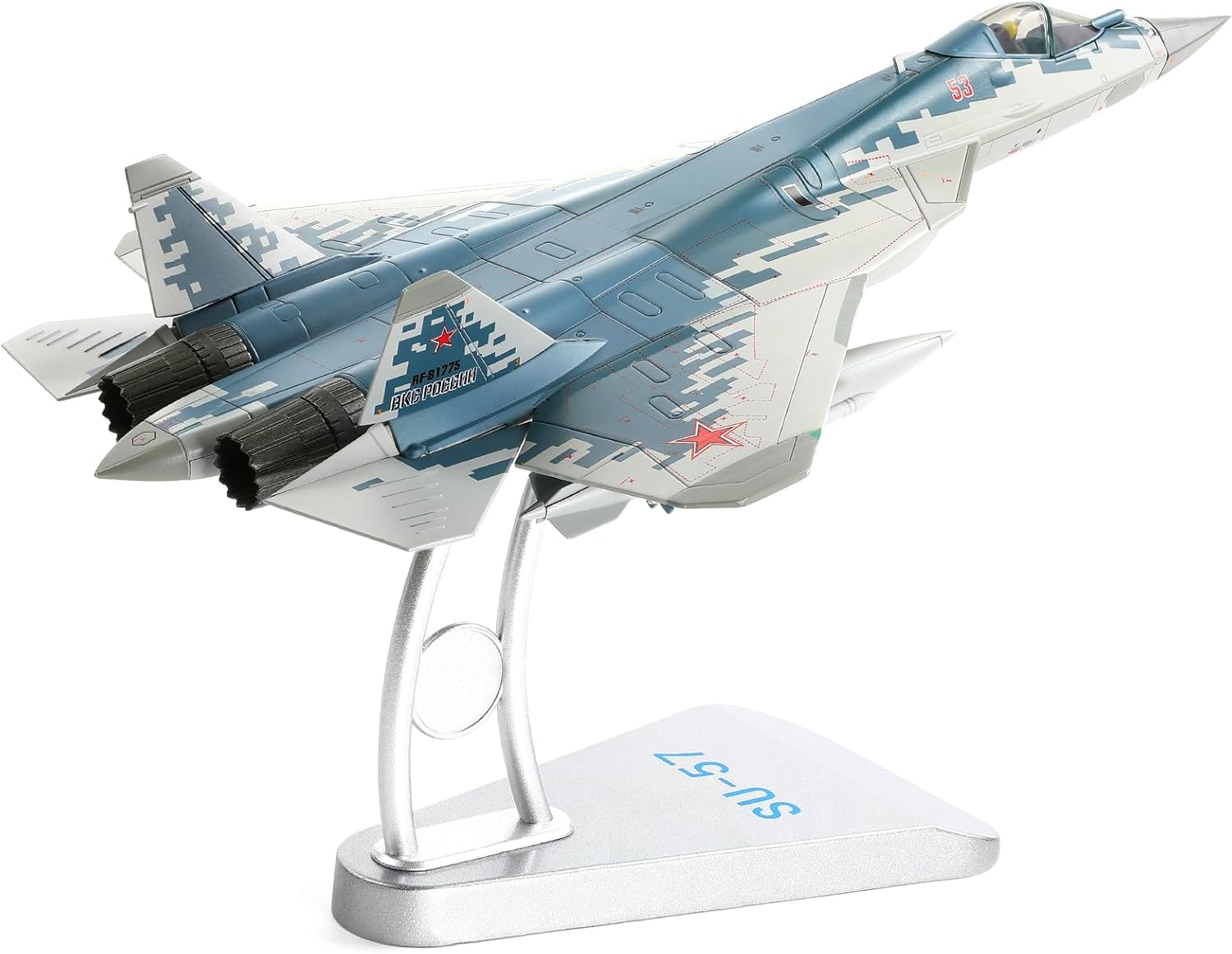 Sukhoi SU-57 Felon 1/72 Diecast Metal Aircraft Model Kit Russian Fifth Generation Fighter Alloy Pre-Build Military Airplane for Adults Enthusiasts Collections or Gift