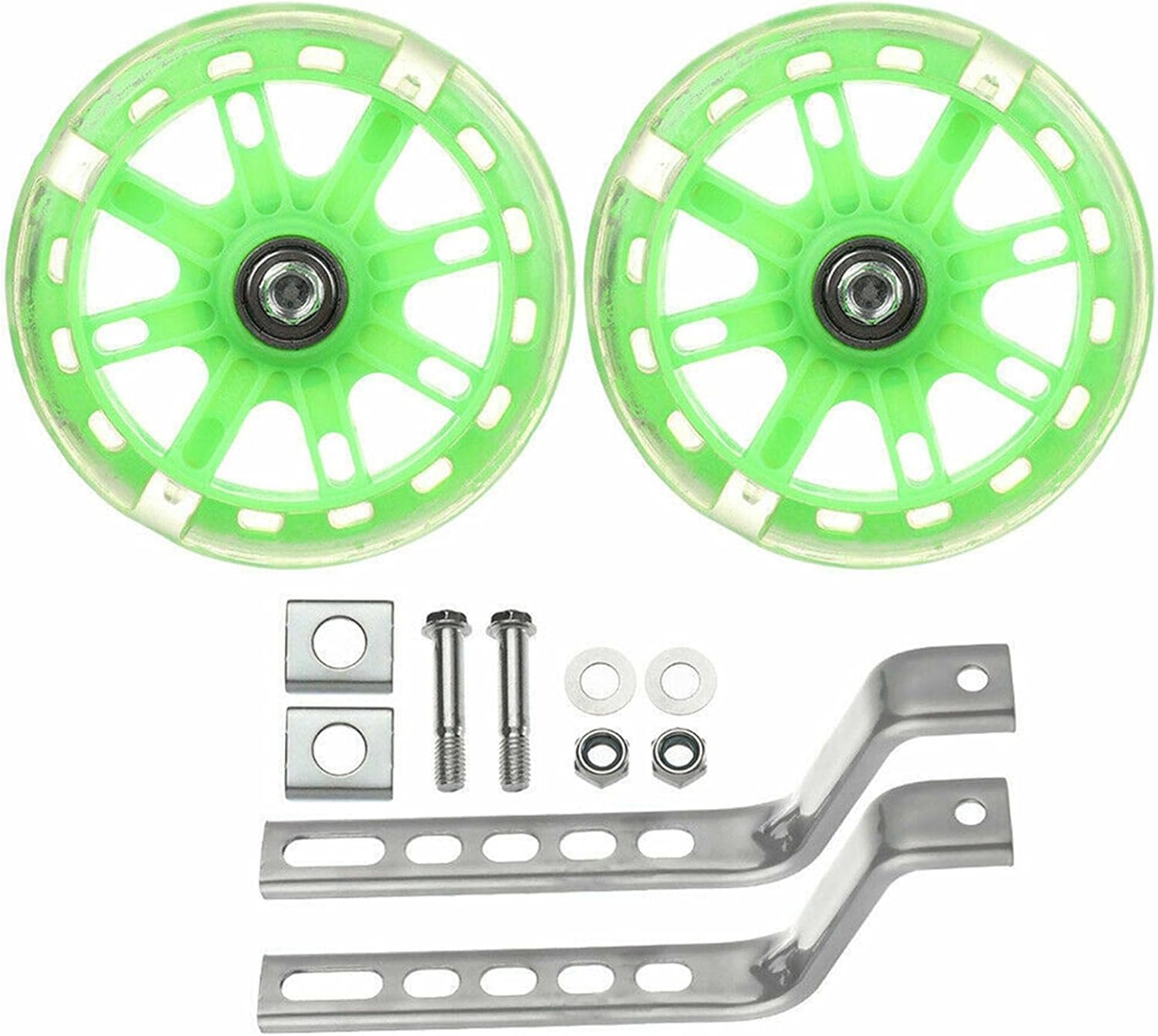 Training Wheels for Kids Bike, 1 Pair LED Flash Mute Bikes Training Wheels Children's Bicycle Adjustable Stabiliser Support Wheels for 12-20 Inch Kids Boy Girls Bikes, Including Components