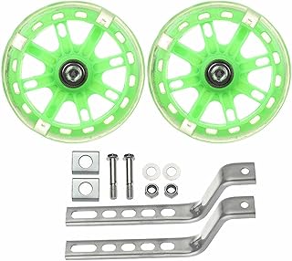 Training Wheels for Kids Bike, 1 Pair LED Flash Mute Bikes Training Wheels Children's Bicycle Adjustable Stabiliser Support Wheels for 12-20 Inch Kids Boy Girls Bikes, Including Components