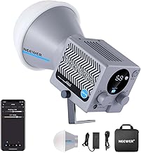 NEEWER HS60B Mini Video Light with App Control, 60W Handheld Portable Bi Color COB LED Continuous Output Lighting with 35000lux/1m 2700-6500K 0-100% PWM Dimming CRI/TLCI 97+ 12 Scenes USB Type C