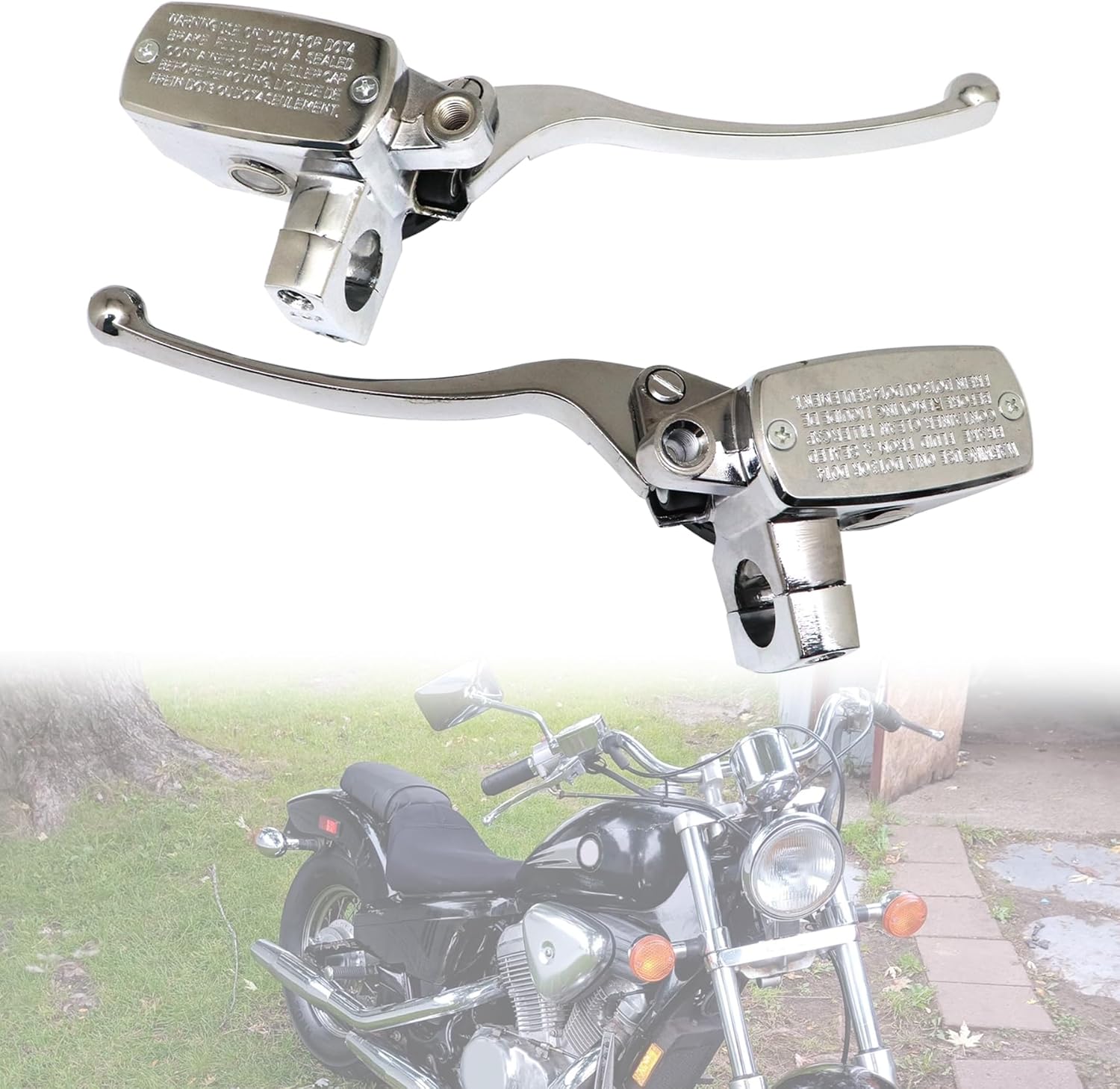 XQSMWF 1" Chrome Brake Master Cylinder Clutch Levers Compatible with Suzuki Intruder 800 1994-2004 1400 1990-2004 1500 1998-2004 Fit for Boulevard C90 S50 S83 Fit for Honda VTX 1800 2002-2008