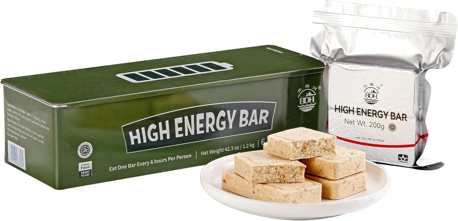 Emergency Food Ration Bars, Survival Food with Tin box, 20 Years Long Self Life Survival Tabs Supply for Outdoor Camping Emergency Snowstorm Earthquake Disaster Preparedness Kit, Original Flavor