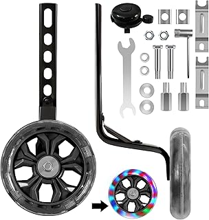 Training Wheels with Noiseless Flash Wheels - Fits 12, 14, 16, 18, 20 Inch Kids' Bikes