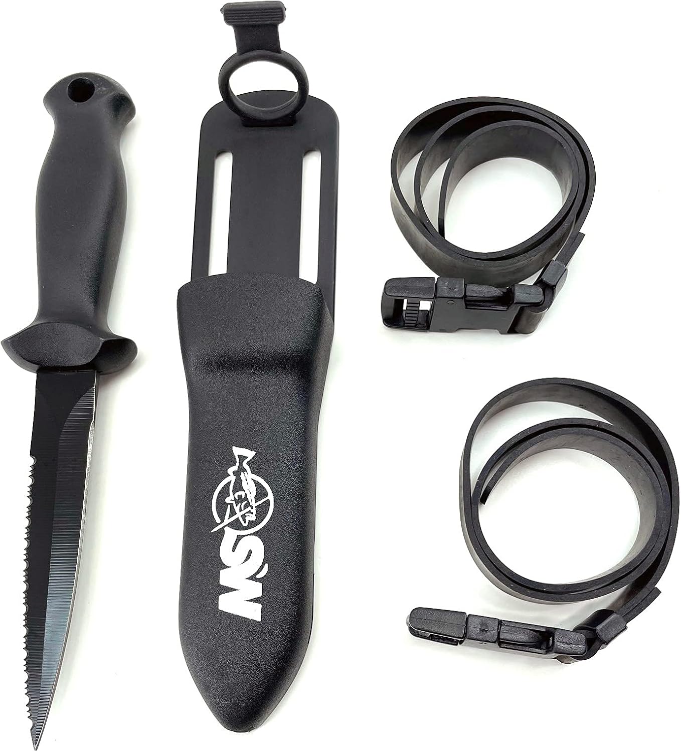Professional Stainless Steel Knife with Serrated Edge for Spearfishing and Freediving
