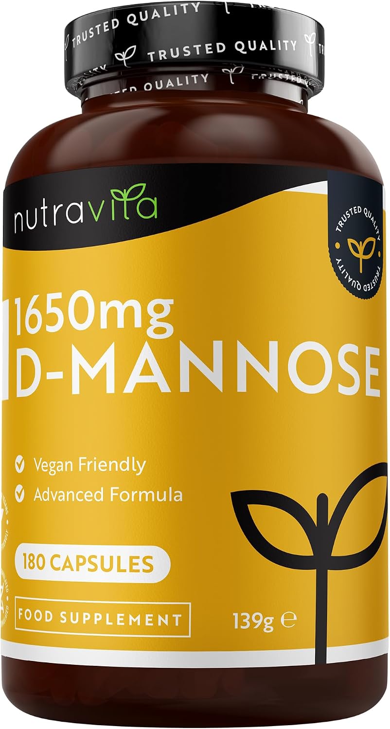 Nutravita D-Mannose 1650mg High Strength Capsules – 180 Vegan Capsules