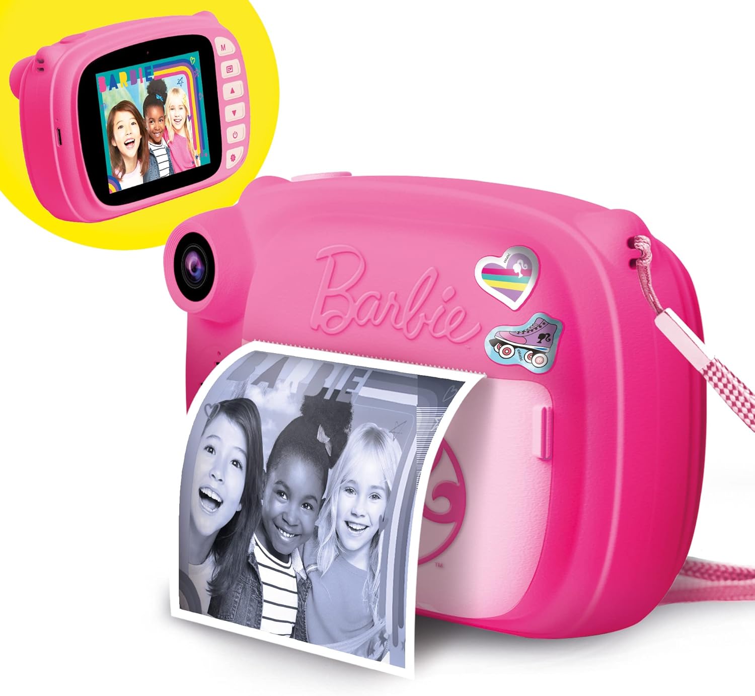 Lisciani - BARBIE Print Cam - 3-in-1 Instant Camera BARBIE- For kids from 5 years old - Prints 180 Photos - Large Colour Screen LCD - Selfie and Video Camera - Stickers included