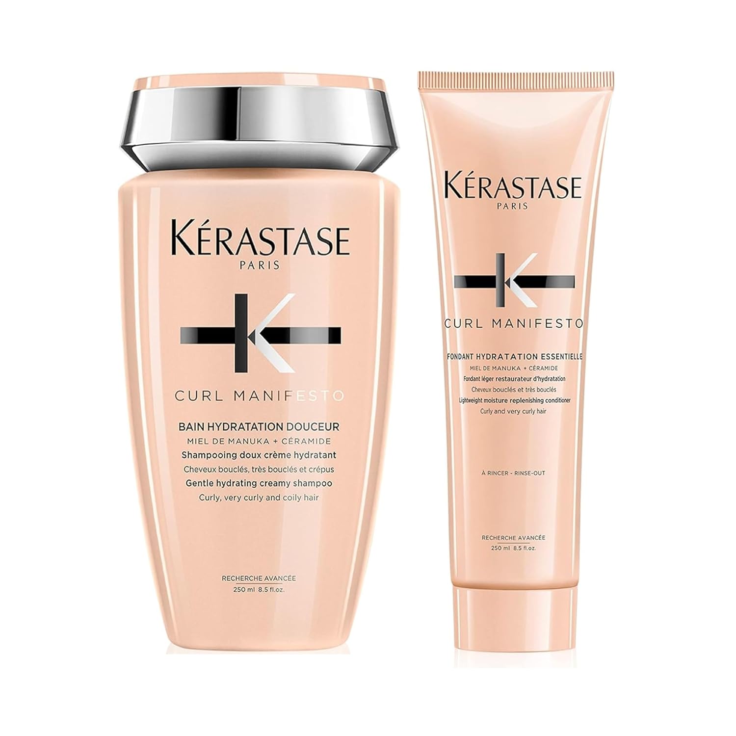 Kerastase Curl Manifesto Hydratation Douceur Shampoo & Conditioner Set For All Wavy, Curly and Coily Hair - Removes Build-Up, Hydrates Curls and Softens With Frizz Control