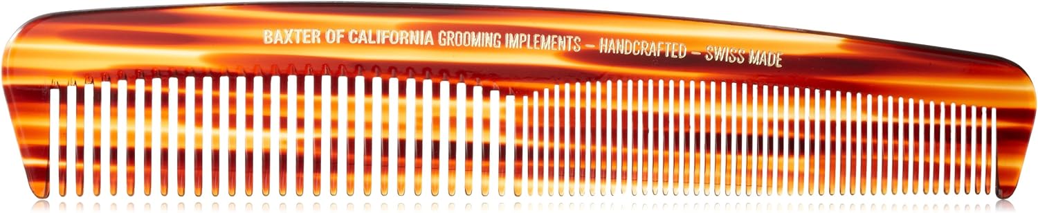 Baxter of California Beard Comb Men Large Size - Handcrafted & Swiss-Made - Crafted From Natural Tree Pulp Cellulose
