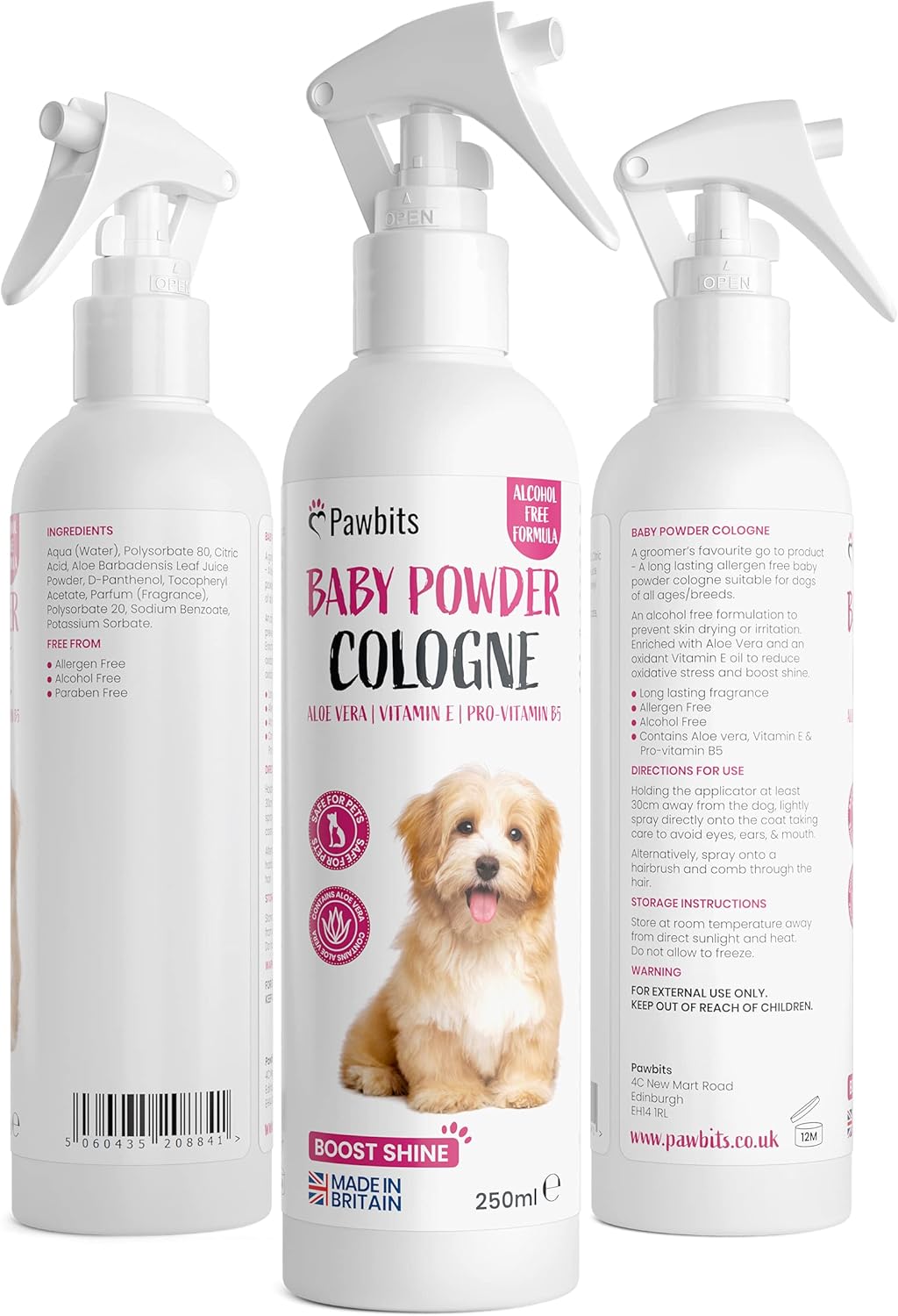 Baby Powder Cologne for Dogs 250ml - Long-Lasting Deodoriser & Conditioner for Pets