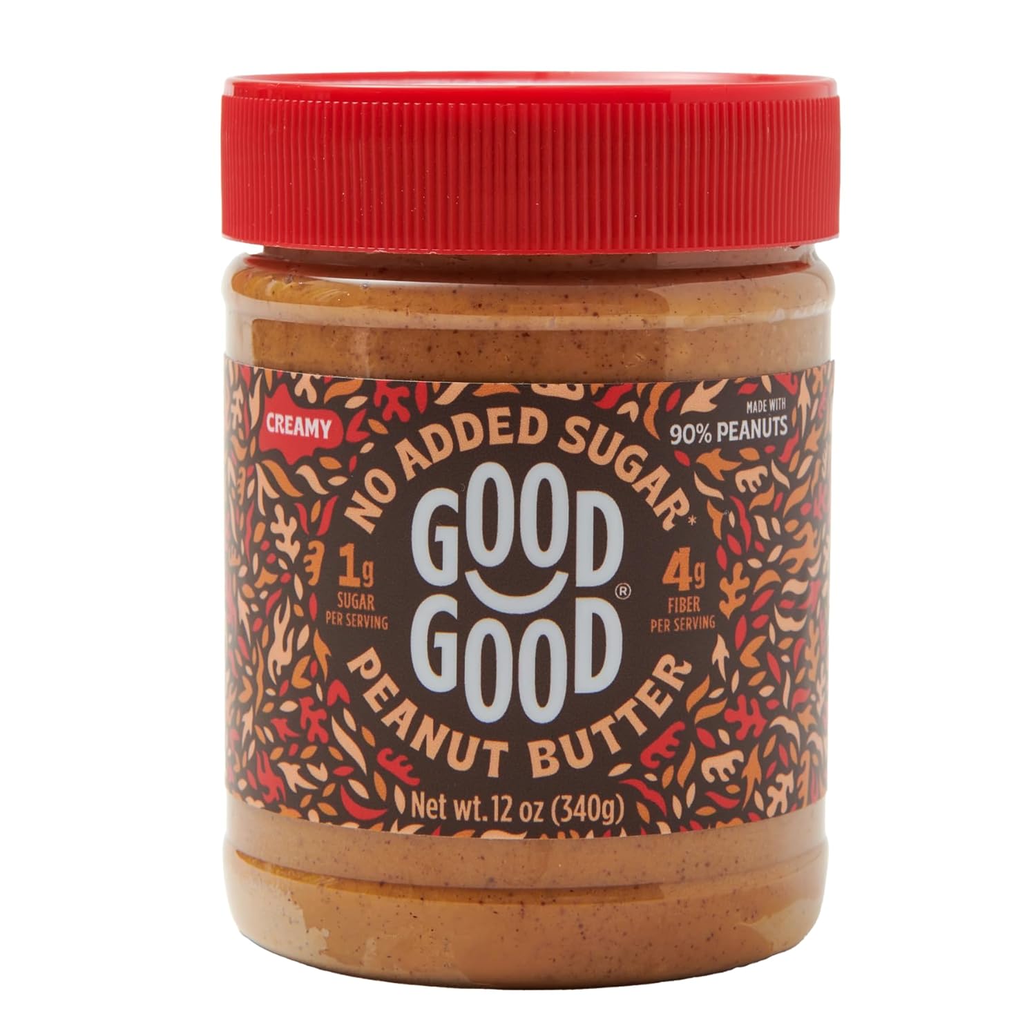GOOD GOOD Creamy Peanut Butter Keto Friendly - Low Carb & No Added Sugars - Vegan - No Palm Oil or Preservatives - Non-GMO - 12 oz / 340g (Pack of 1)