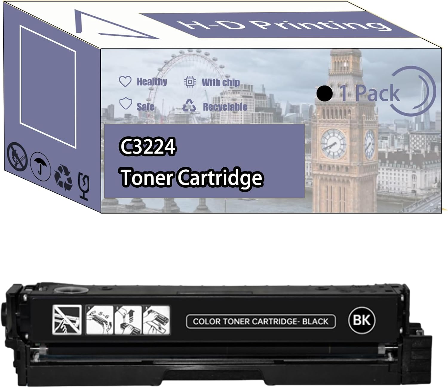 C3224 Toner Cartridge Compatible for Lexmark C3224 C3326 C3426 MC3224 MC3326 MC3426 Printers, Furable High Definition, 1500 pages, Wide Adaptability (1 Pack Black)