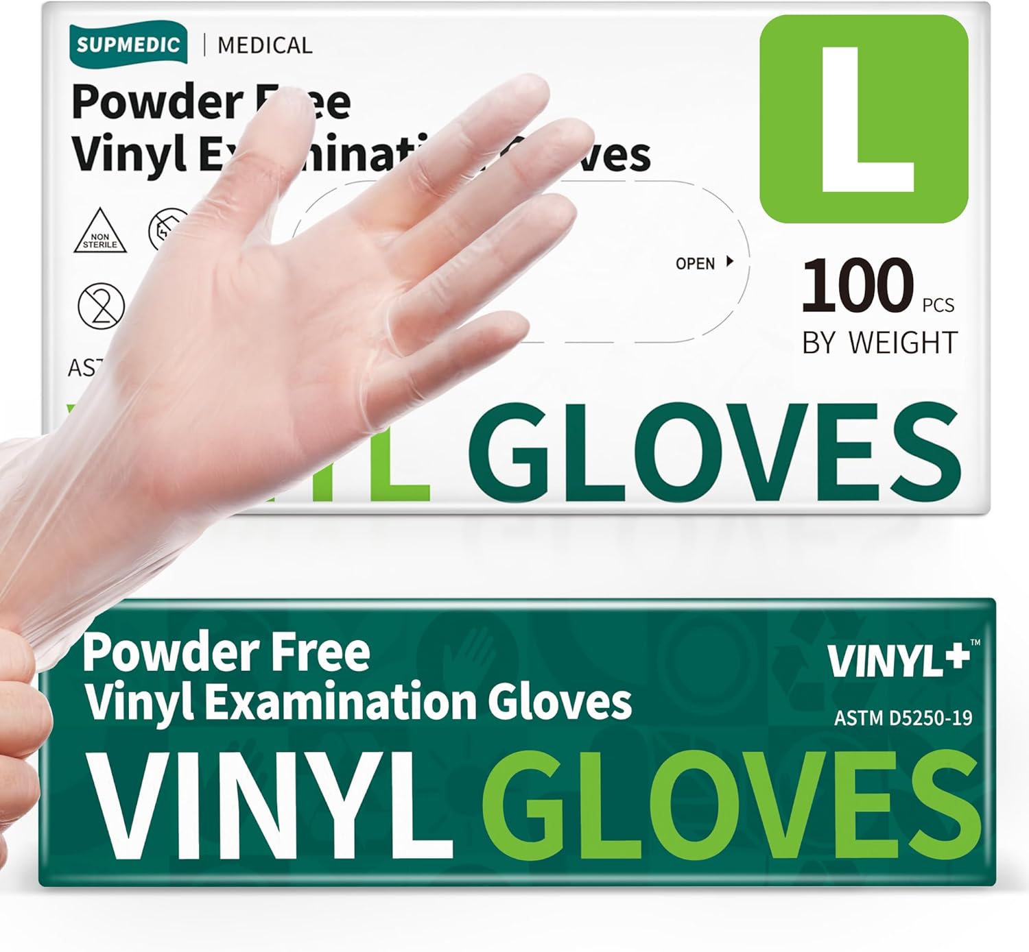 Vinyl Disposable Exam Gloves, Clear 4 Mil Powder-Free Latex-Free Medical Food-Safe Cooking Cleaning Glove, 100 Pcs