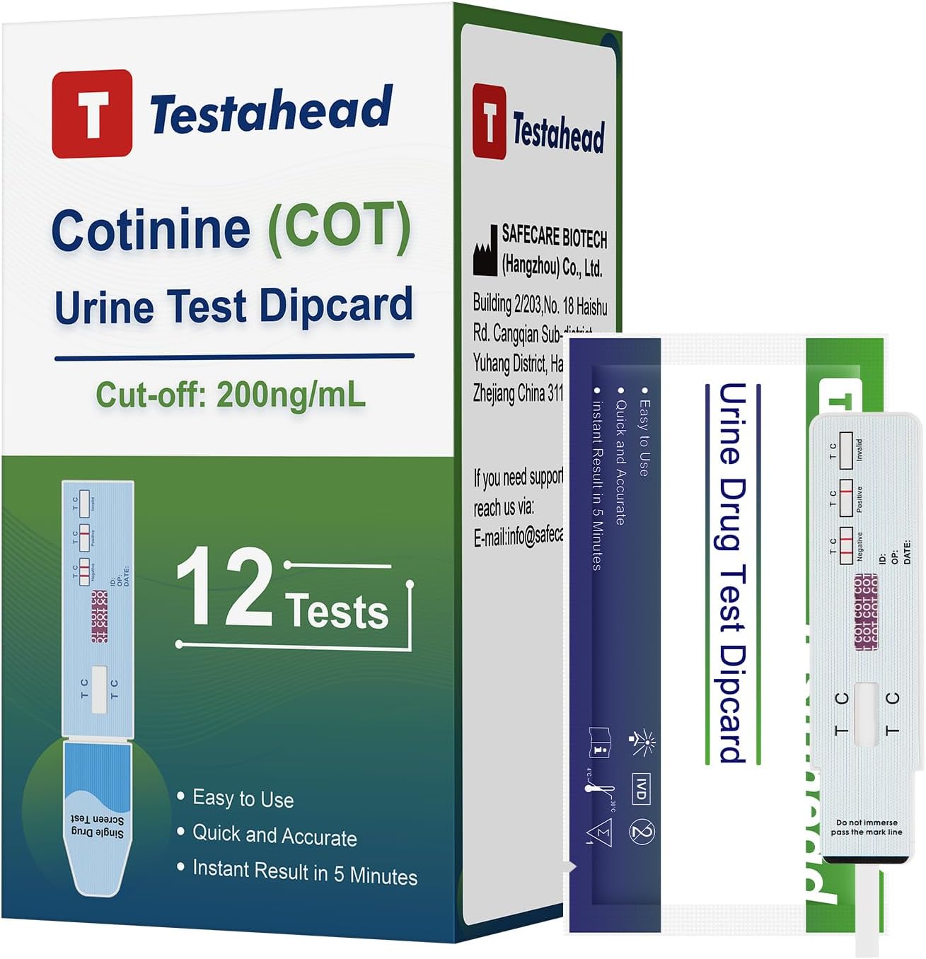 Home Urine Test kit 12-Pack, Rapid Test with Easy-to-Read Result Sheet for Home and Workplace use (Nicotine Test Strips for Urine)