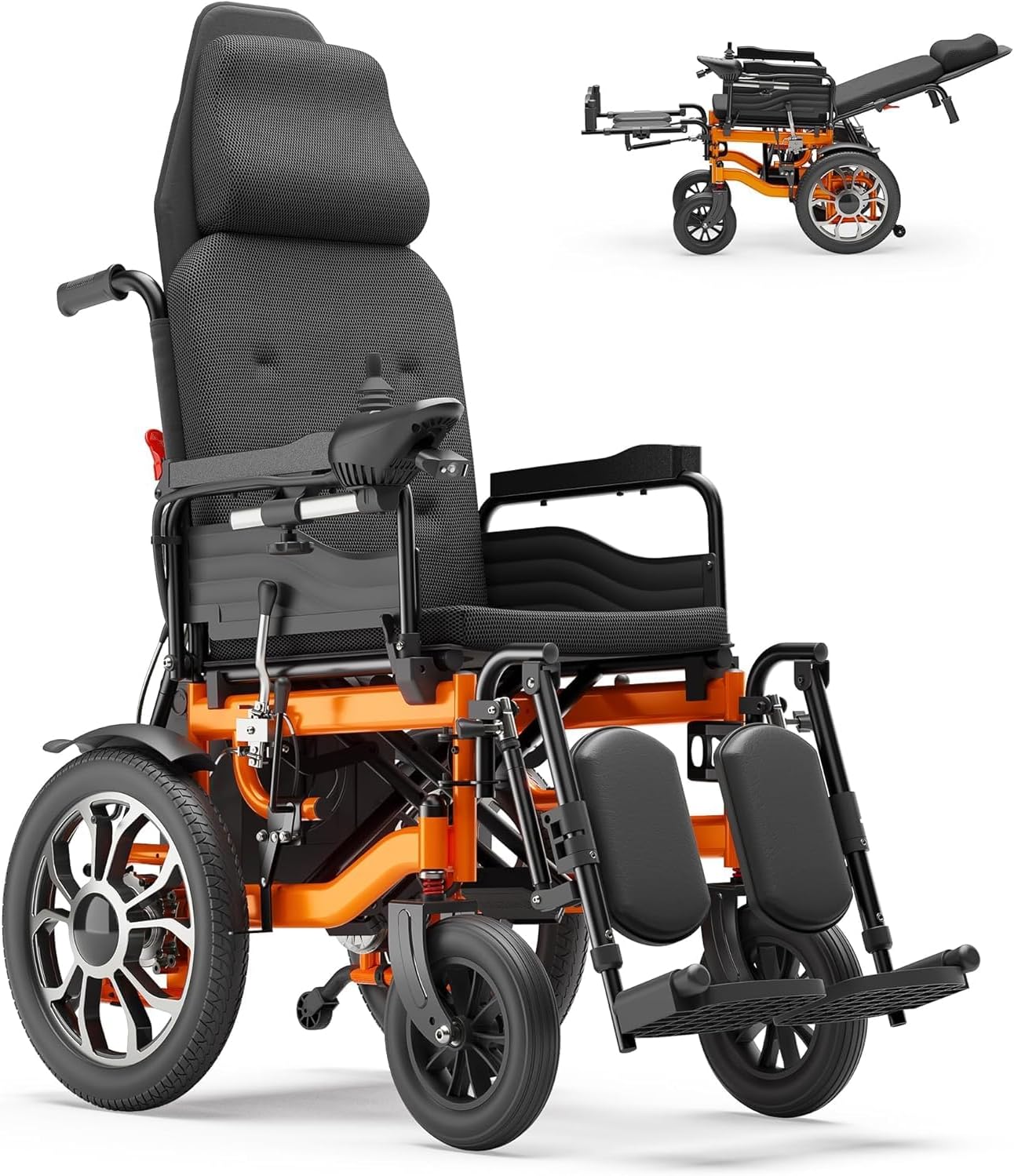 Electric Wheelchair for Adults & Seniors, 16" All-Terrain Aluminum Wheels, 90-160° Reclining Backrest with Headrest, 5-Speed, for Indoor/Outdoor Use, Travel, Home Care, Elderly & Disabled Adults