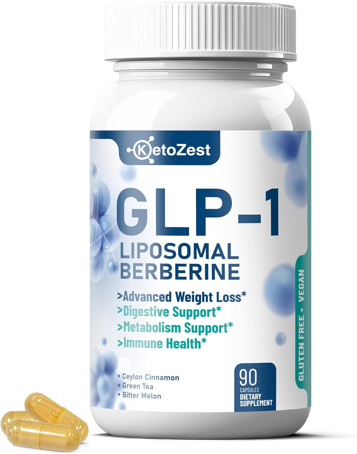 GLP-1 Weight Loss Support Supplement - 15-in-1 GLP1 Booster for Suport Weight Management Appetite Suppressant Fat Burn for Women Men - with Liposomal Berberine HCl Bitter Melon Citrus