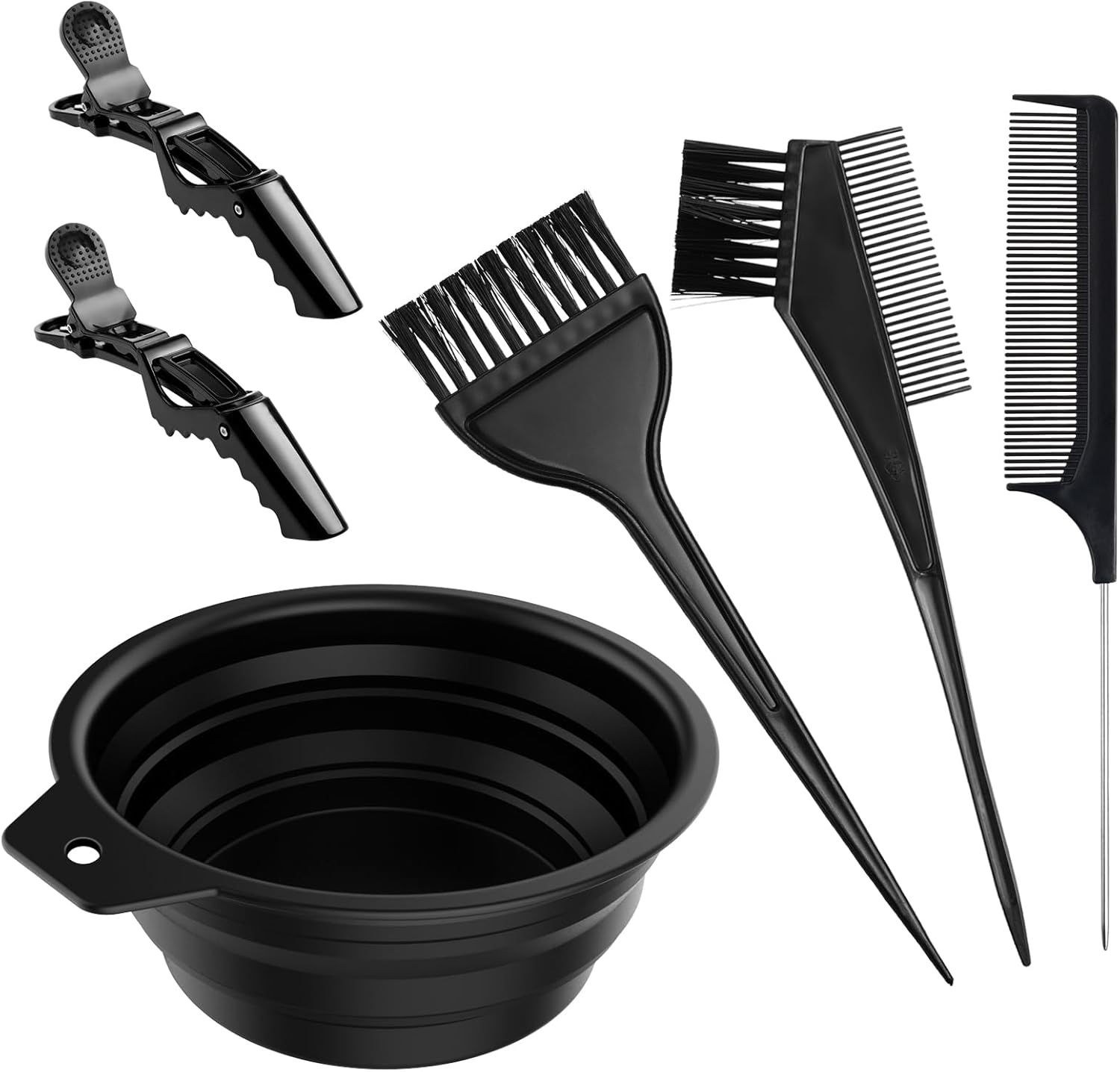 Gezimetie 6PCS Hair Dye Kit, Colouring Tint Tool Brush Kit and Bleach Mixing Bowl Comb and Bowl Set Kit Diy Salon Professional Hairdressing & Highlighting Kit for Men Women (6PCS)
