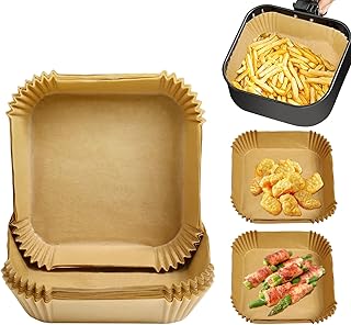 Square Mini Air Fryer Liners for Most 2-3 qt Air Fryer, 100 Pcs Non-Stick Air Fryer Parchment Paper Pads Air Fryer Liners