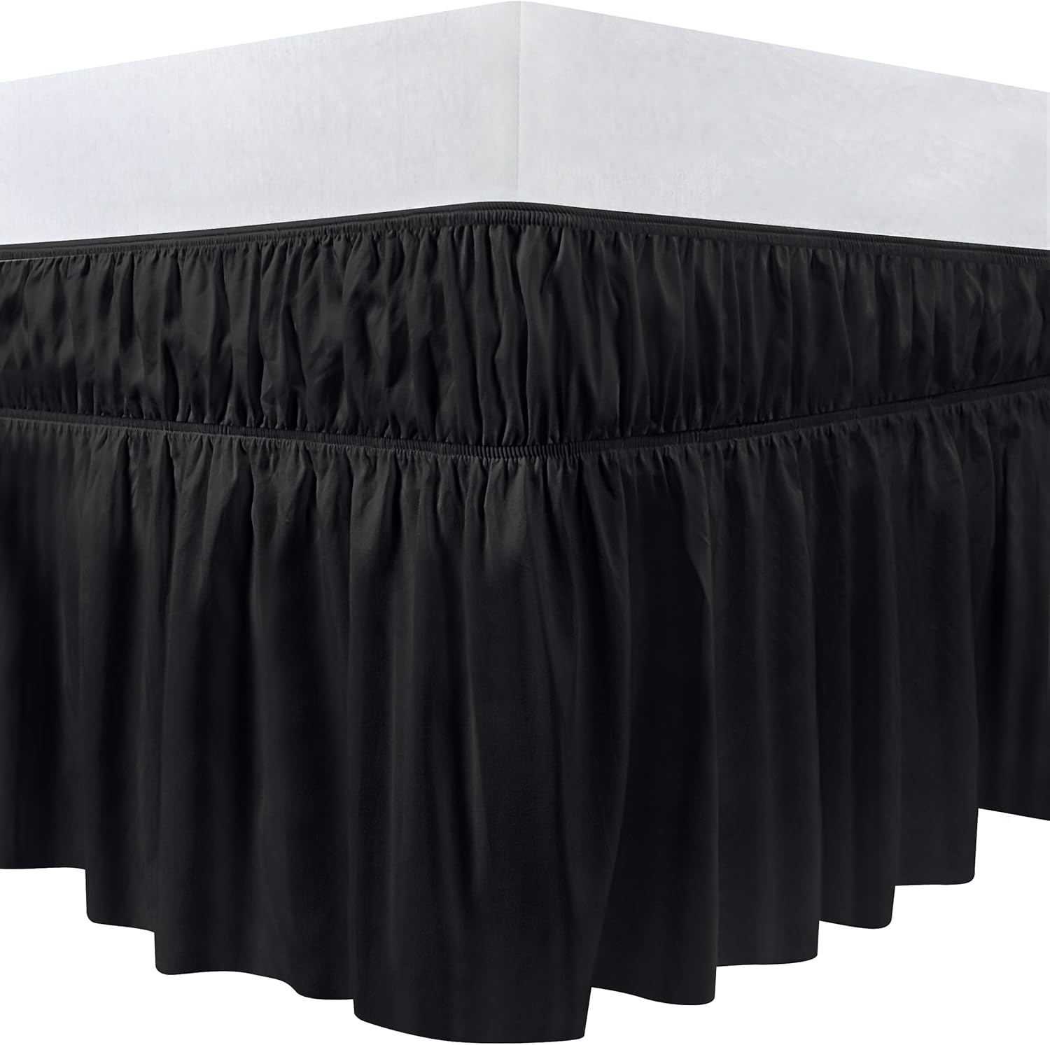 Utopia Bedding - Valance Sheet King - 150 x 200 cm - Easy Wrap Around Elastic Bed Skirt - Soft Brushed Polyester Microfiber Bed Ruffle with a Drop of 40 cm - Black