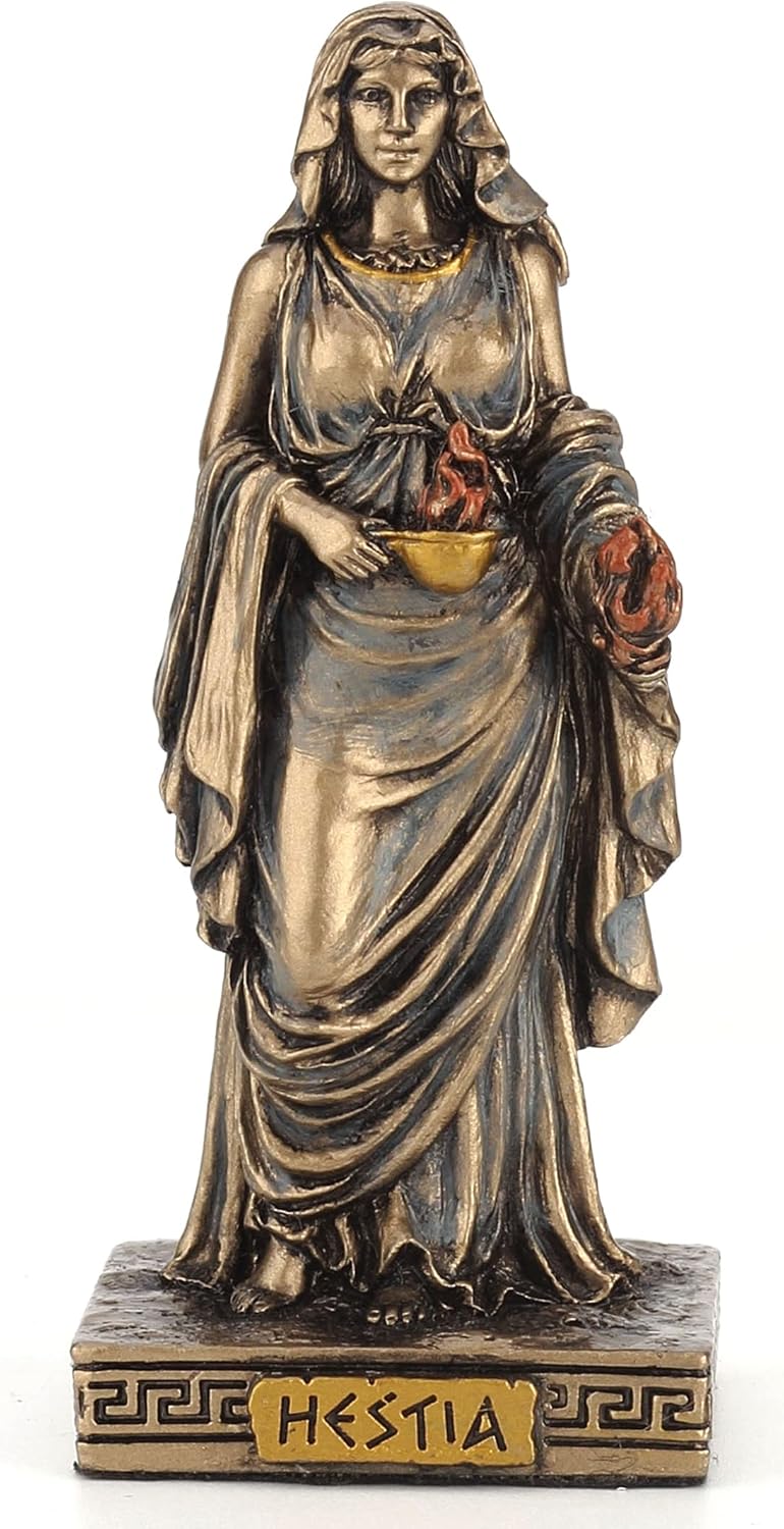 Veronese Design 3 3/8 Inch Hestia Greek Goddess of Home and Hearth Resin Miniature Figurine Hand Painted Bronze Finish