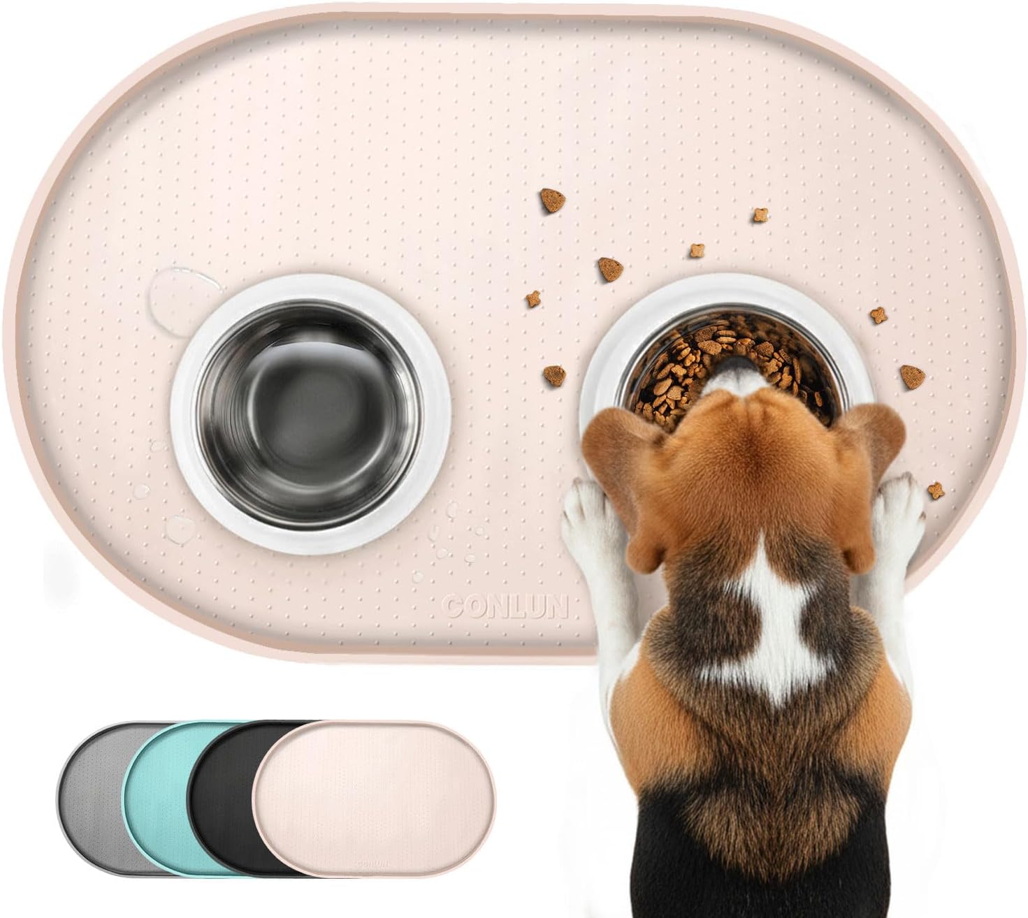 Dog Food Mat,1/2 Inch Raised Edges Cat Feeding Mat,BPA-Free Silicone Pet Mats for Floor Waterproof,Rubber Placemats for Food and Water Bowls(Natural Tan,18.9"x11.8")