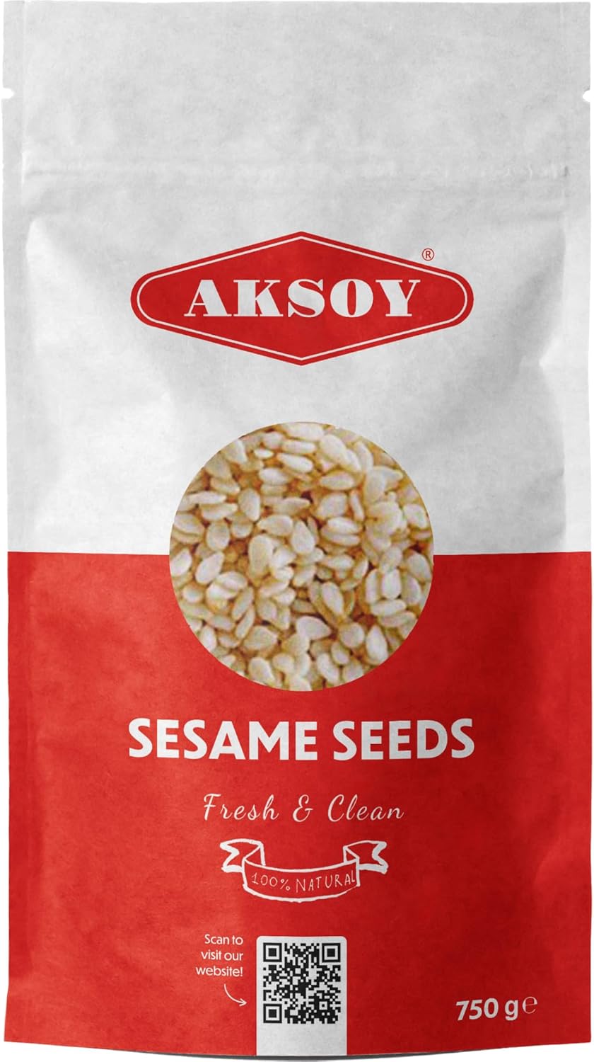 Aksoy Premium Sesame Seeds 750 Grams | 100% Natural, Fresh & GMO-Free – Ideal for Cooking, Baking, Salads, Bread & Garnishing | Vegan & Versatile Kitchen Essential (Packaging May Vary)