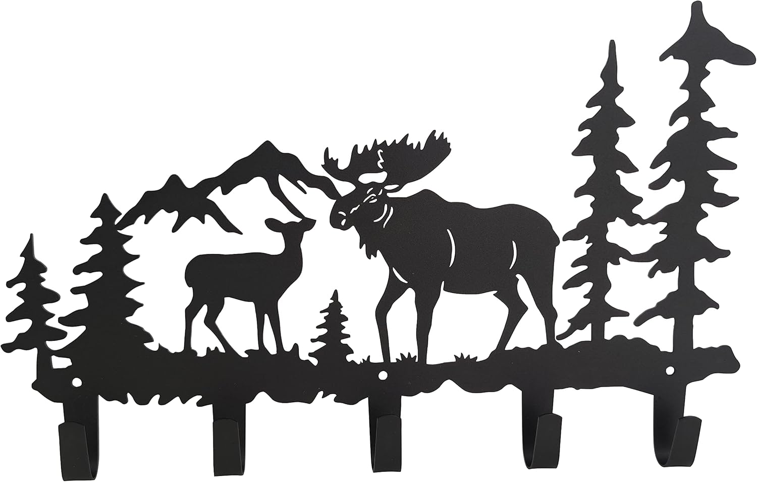 Metal Moose Coat Hooks Wall Art Decor-Moose Hangers and Key Holder-Clothes Hat Rack-Animal Theme Hooks Sweet Home Decor for Storage, Living Room, Hallway, Office (Black)
