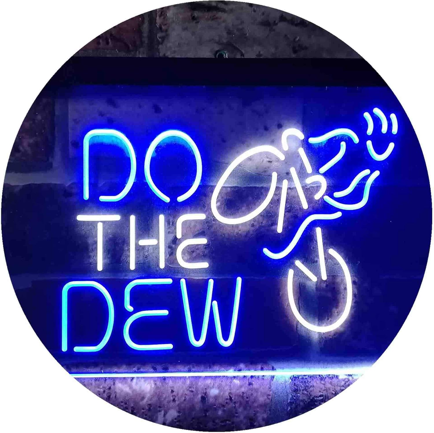 ADVPRO Do The Dew Mountain Bike Dual Color LED Neon Sign White & Blue 400 x 300mm st6s43-i3394-wb