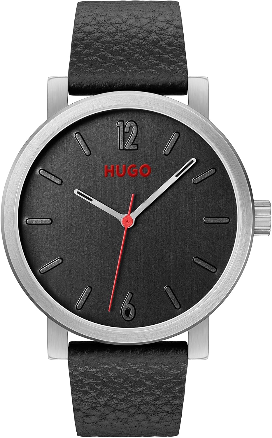 HUGO Analogue Quartz Watch for Men #RASE Collection with Black Leather Strap - 1530115