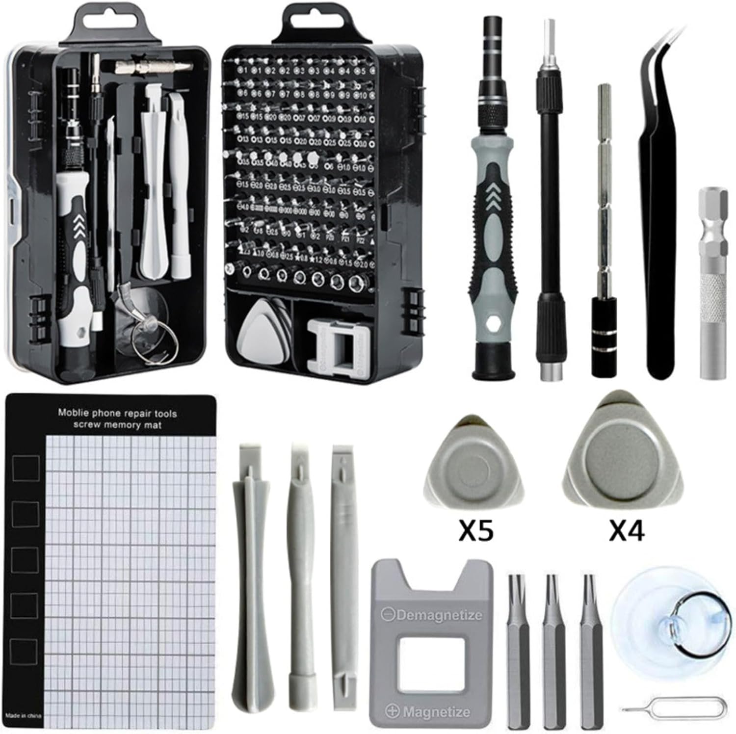 Generic Precision Magnetic Screwdriver Set 124-Piece Electronics Tool Kit with 101 Bits, for Computer, Laptop, Cell Phone, PC, Mac, iPhones Repair, Black