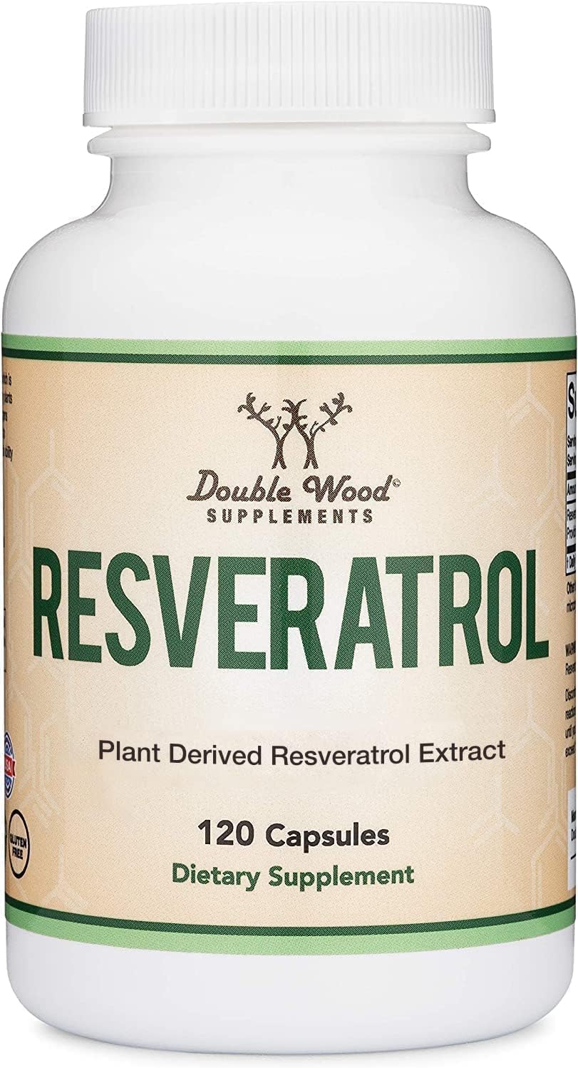 Resveratrol 500mg Per Serving, 120 Capsules (Natural Resveratrol Polygonum Root Extract Providing 50% Trans-Resveratrol) Healthy Aging Support by Double Wood Supplements