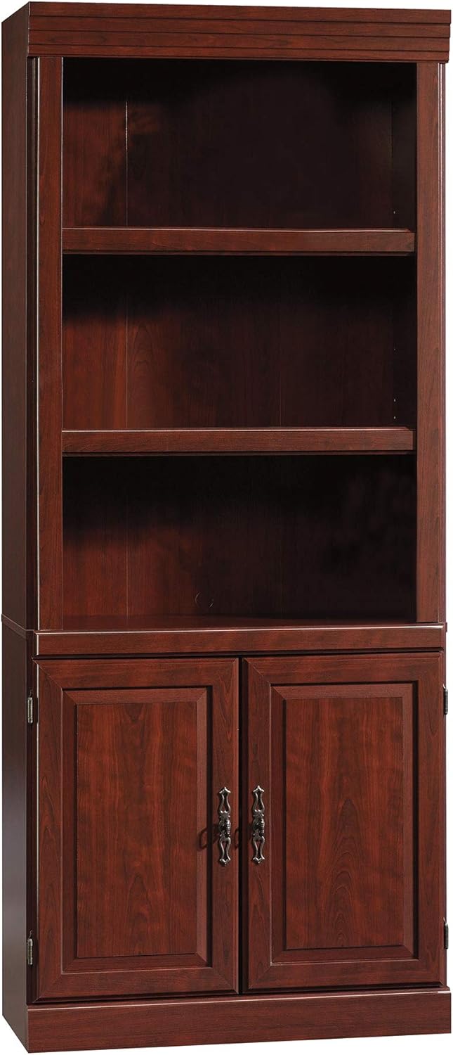 Sauder Heritage Hill Library with Doors/Book Shelf, L: 29.80" x W: 12.99" x H: 71.26", Classic Cherry finish
