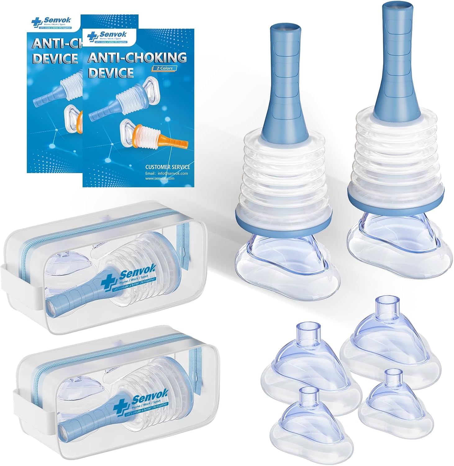 Senvok Choking Rescue Device (2 Sets) - FSA HSA Eligible - Home Kit & Travel Kit - Anti Choking Device for Kids and Adults, Portable Airway Suction Device, Choking First Aid Device