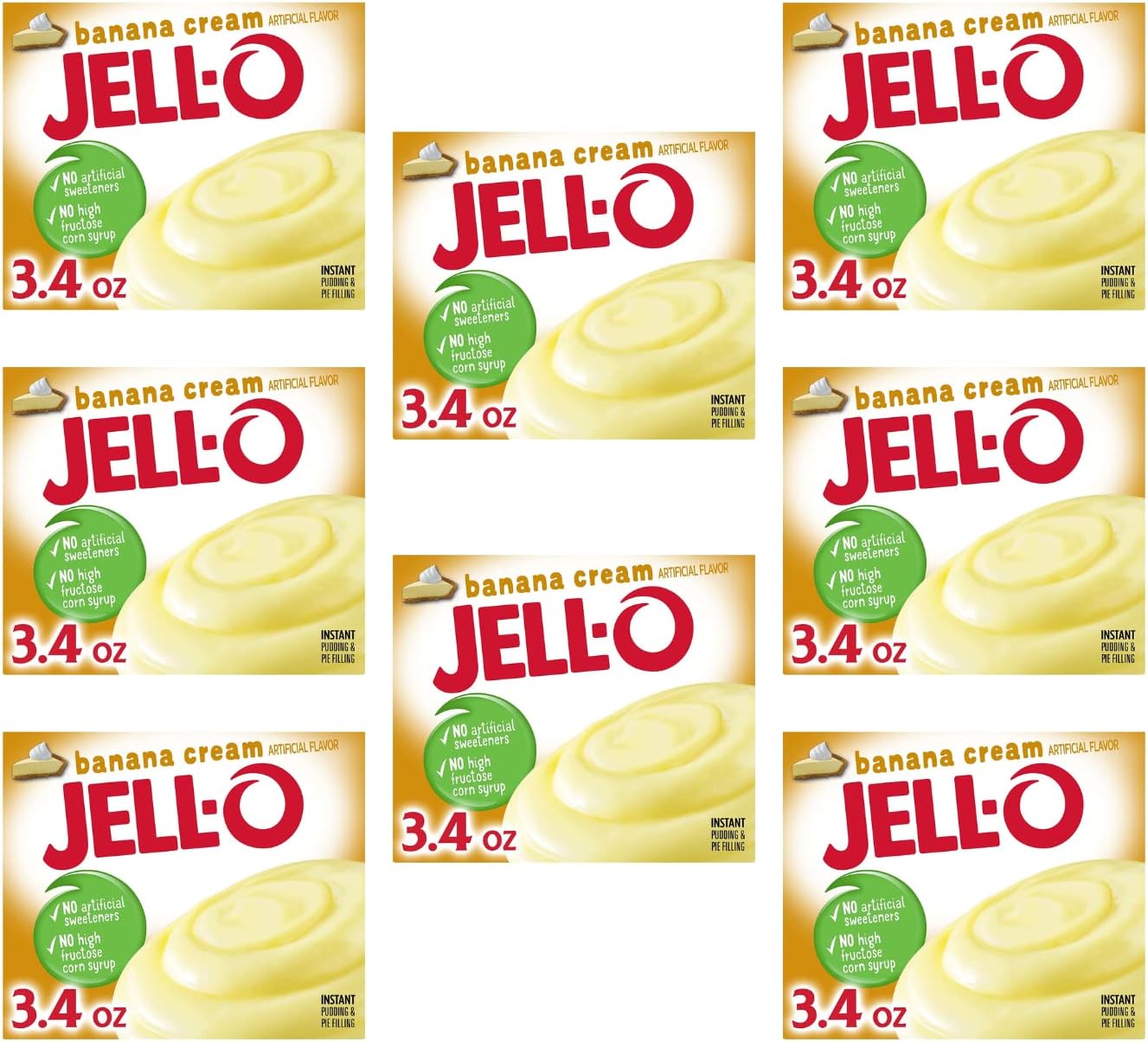 Jell-O Banana Cream Instant Pudding and Pie Filling 96 g | Pack of 8