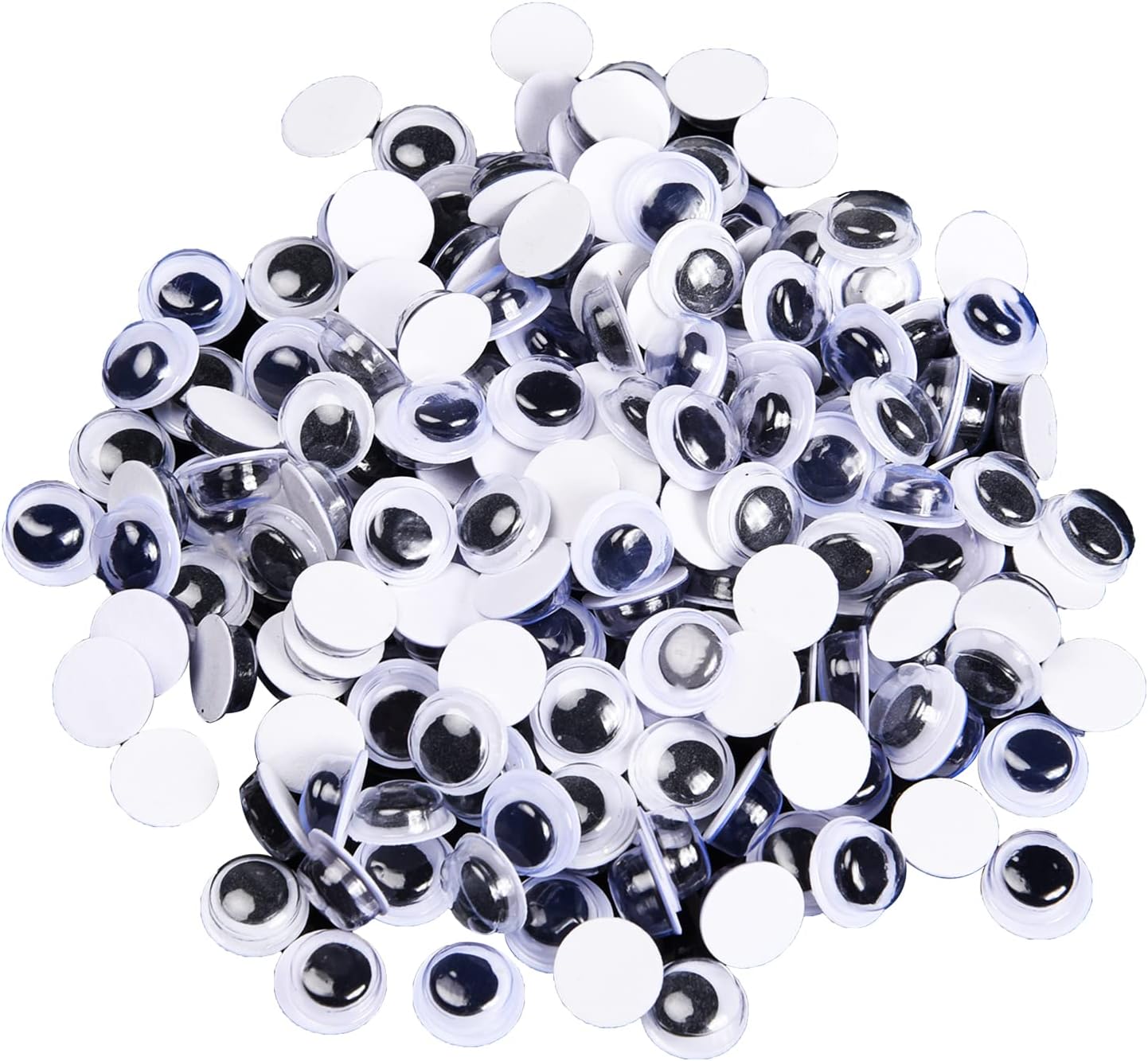 600pcs Round Wiggle Googly Eyes Self-Adhesive DIY Crafts (0.5cm) - Black, Clear - Chrome - Cartoon - Indoor - Stickers