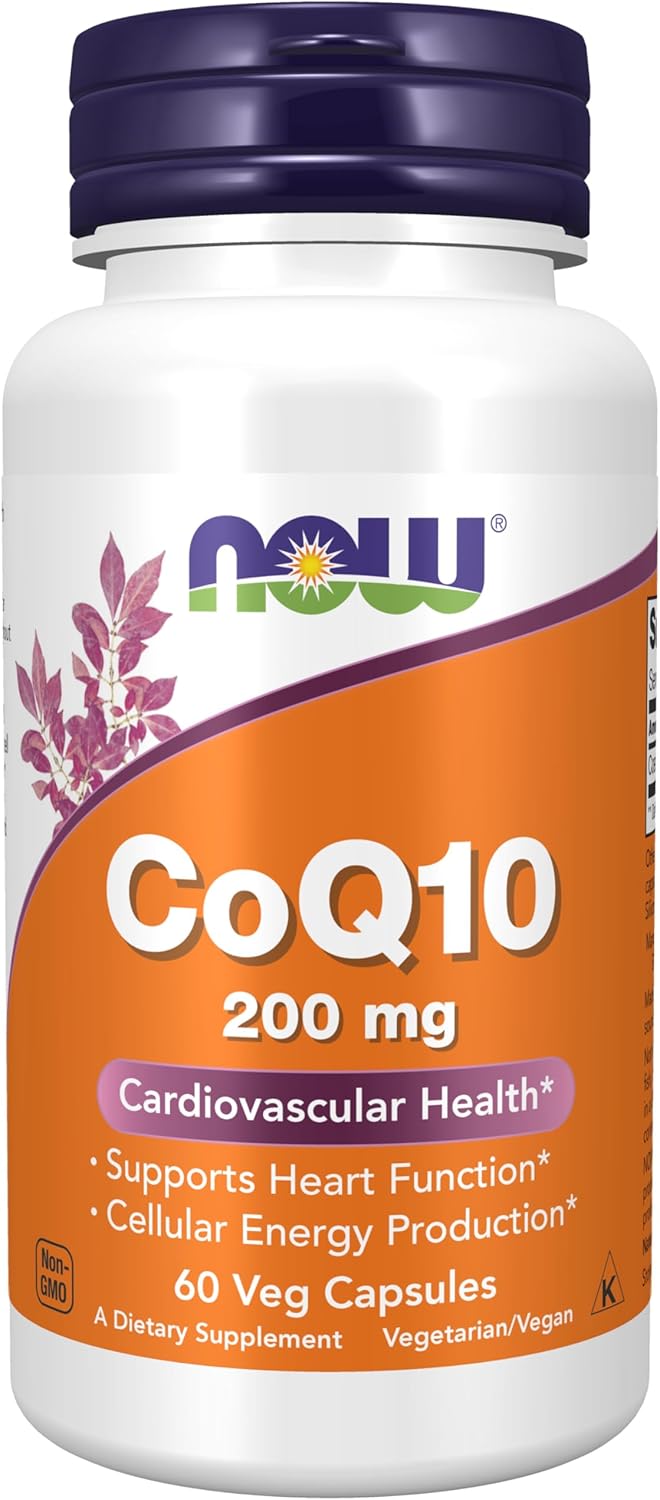NOW Foods Supplements, CoQ10 (Coenzyme Q10) 200 mg, Cardiovascular Health*, 60 Veg Capsules