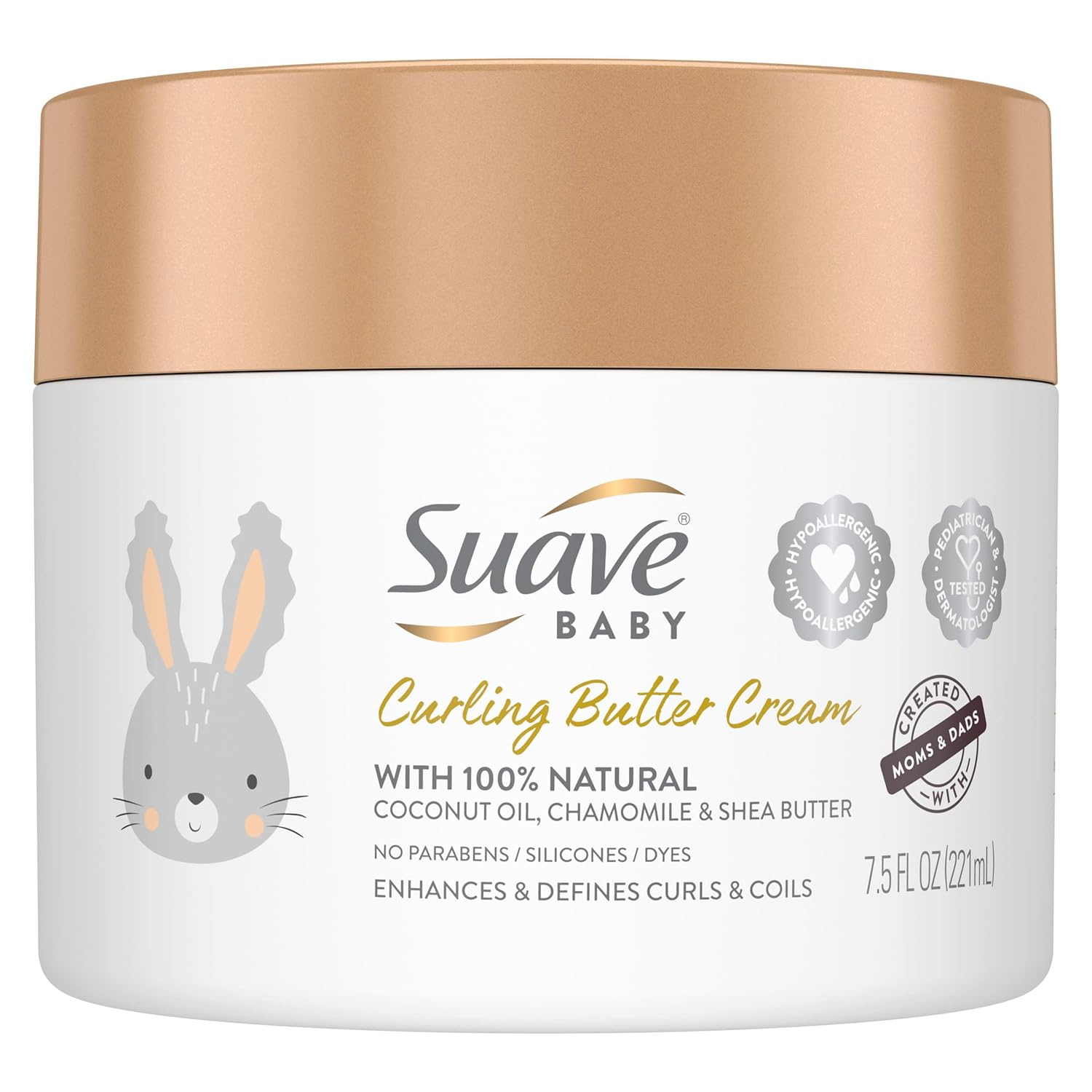Suave Baby Curling Butter Cream for Curly, Coily Hair, with 100% Natural Coconut Oil, Chamomile & Shea Butter No Parabens, Silicones, Dyes 7.5 OZ