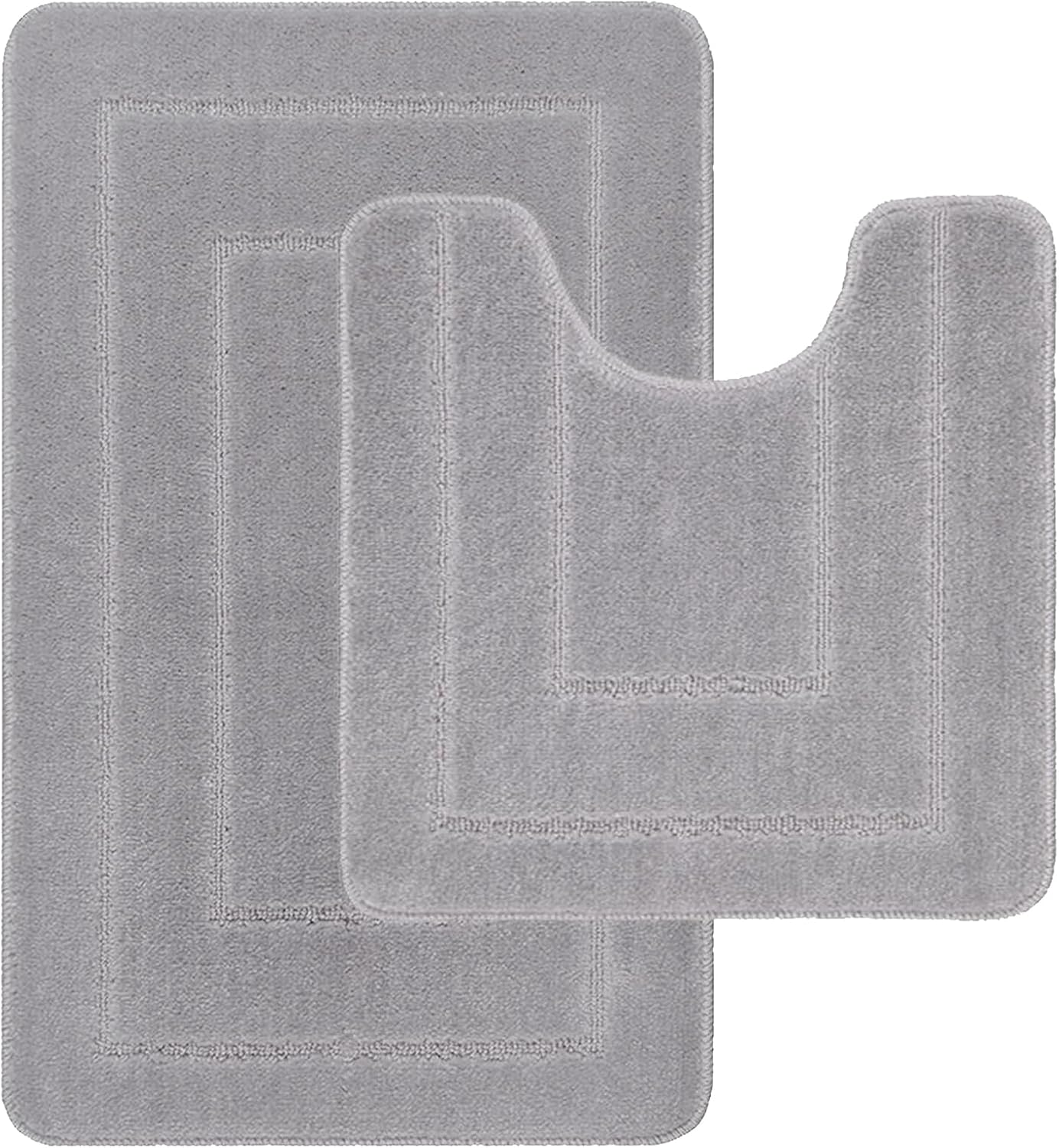 Lifestyle comfort ltd LSC Non Slip Bath Mat 2 Piece Ichra Extra Soft Water Absorbent Bathroom Mats 100% Polypropylene Pedestal Bath Rug Shower Bath Mat Bathroom Rug for Toilet (GREY)