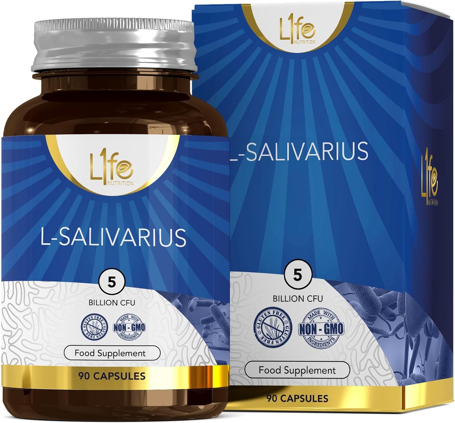 LN Lactobacillus Salivarius | 90 Lactobacillus Salivarius Probiotic Capsules - 5 Billion CFU L-Salivarius per Capsule | Non-GMO, Gluten & Allergen Free | Manufactured in The UK