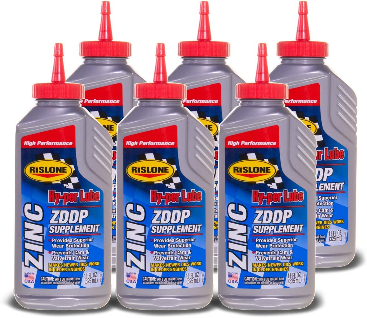 Rislone 4405-6PK Hy-per Lube Zinc ZDDP Supplement, 11 oz, 6-Pack | Real ZDDP Zinc Additive