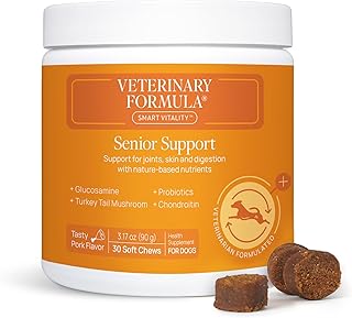 Veterinary Formula Smart Vitality Senior Support Supplement for Dogs - Soft Chews, 30ct - Support Healthy Joints, Skin, Gut, and Immunity with Glucosamine Chondroitin for Dogs