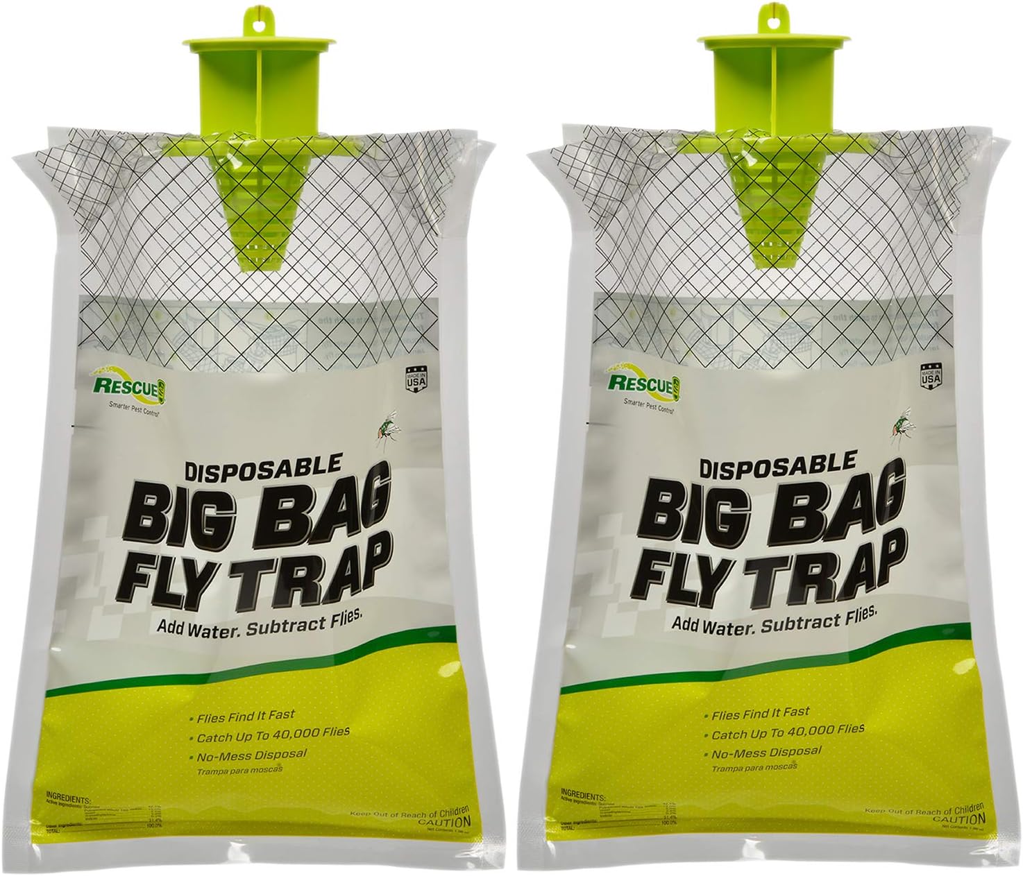 RESCUE! Big Bag Fly Trap – Disposable, Outdoor Use - 2 Traps
