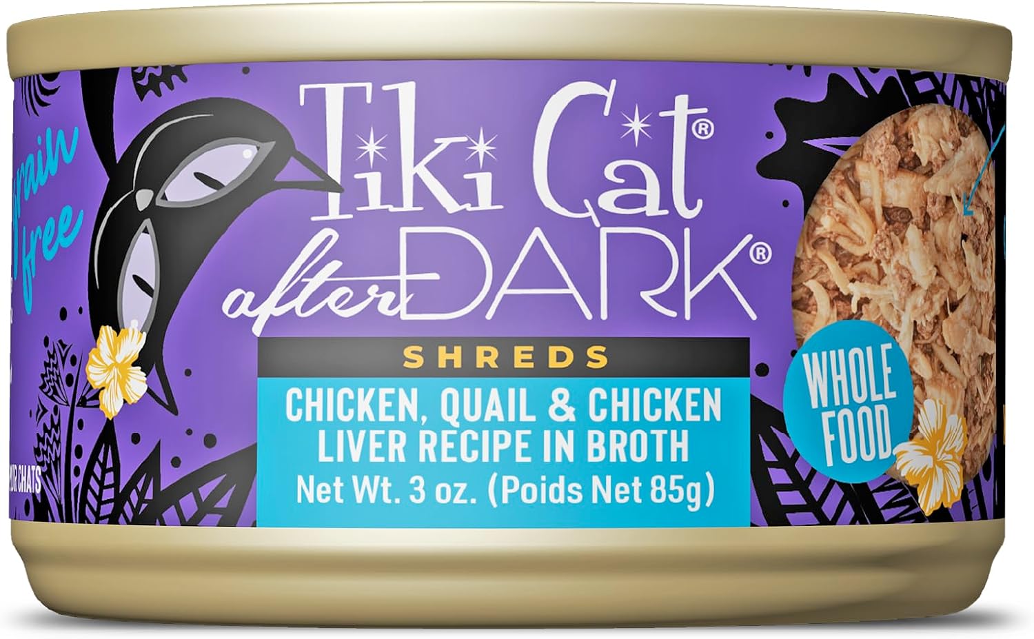 Tiki Cat After Dark Shreds Wet Cat Food, Chicken, Quail & Chicken Liver