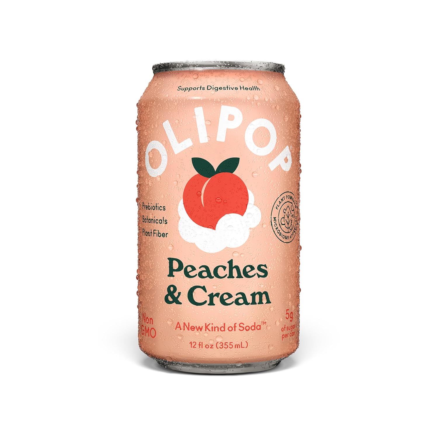 OLIPOP Prebiotic Soda, Peaches and Cream - 12 fl oz