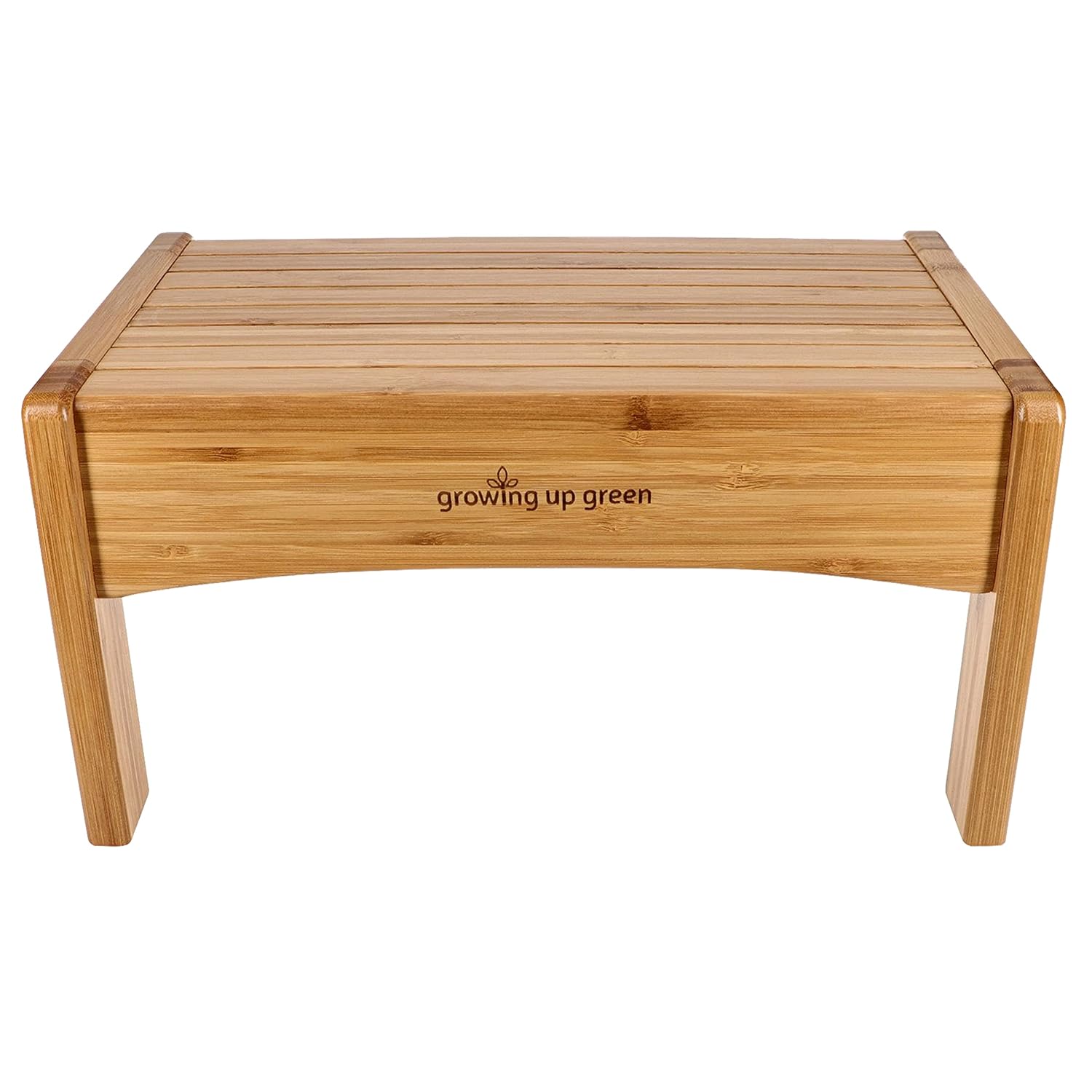 Growing Up Green Bamboo Bathroom Step Stool for Kids Using The Toilet and Sink - Kids Step Stool, Potty Training, Non-Slip, Bathroom, Kitchen, Lightweight