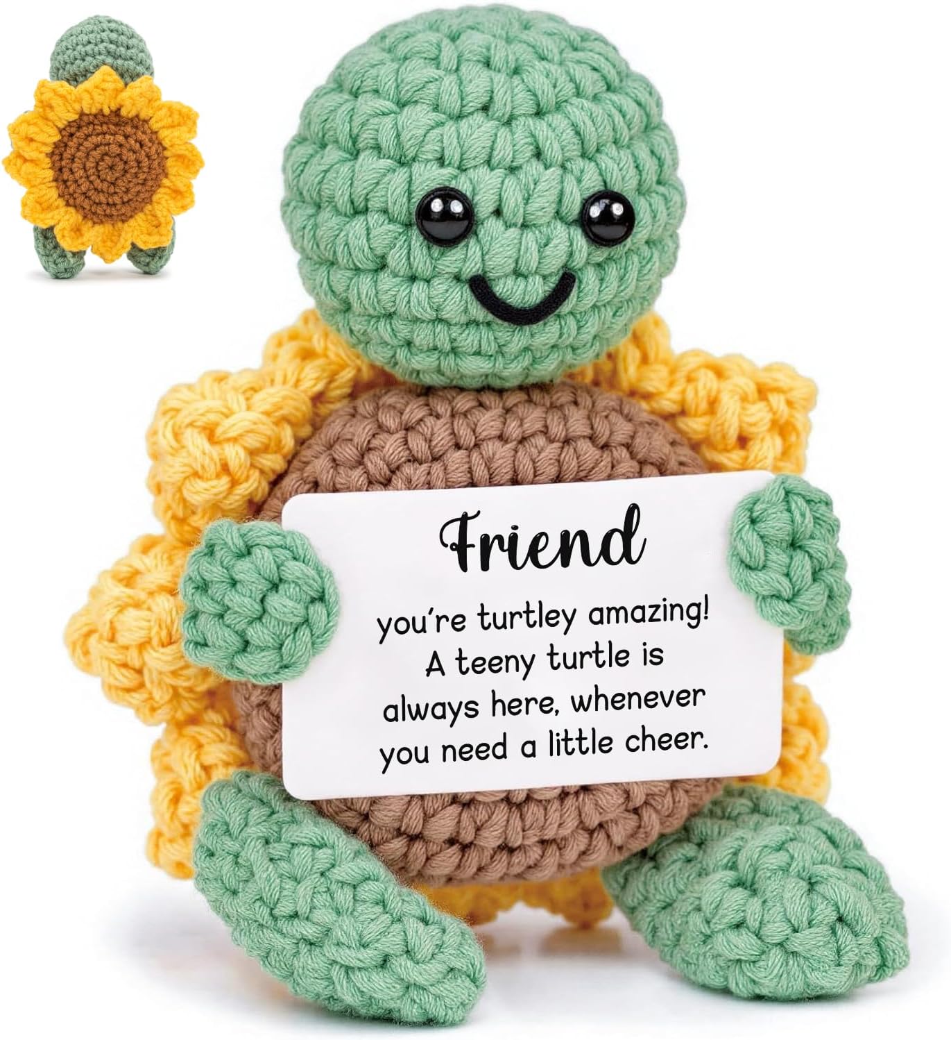 Funny Positive Turtle Gifts,Friendship Gifts for Women, for Women Birthday,Handmade Emotional Support Crochet Animals for Christmas Decor (Friend)
